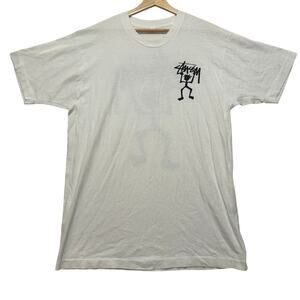VTG 90's Stussy Stickman Warrior Graphic Short Sleeve T-Shirt White XL